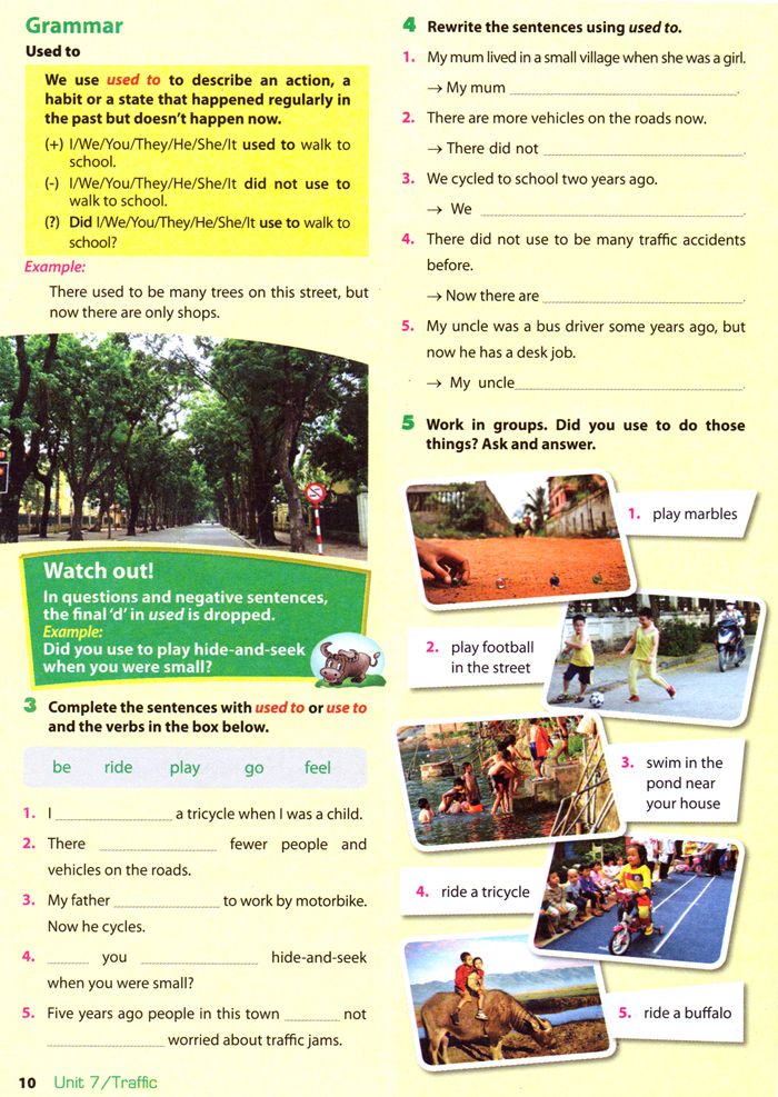 Học Tốt Tiếng Anh Lớp 7 Bài tập tiếng Anh lớp 7 Thí điểm Unit 7: Traffic