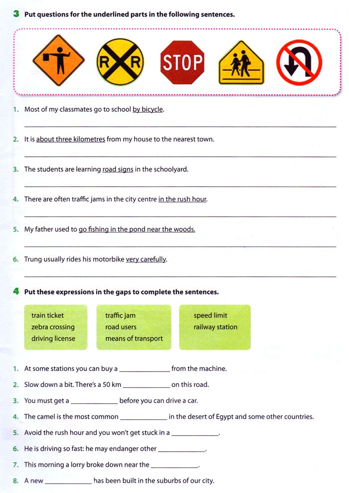 Bài tập tiếng Anh lớp 7 Thí điểm Unit 7: Traffic Tiếng Anh lớp 7 Chương trình mới Unit 7: TRAFFIC