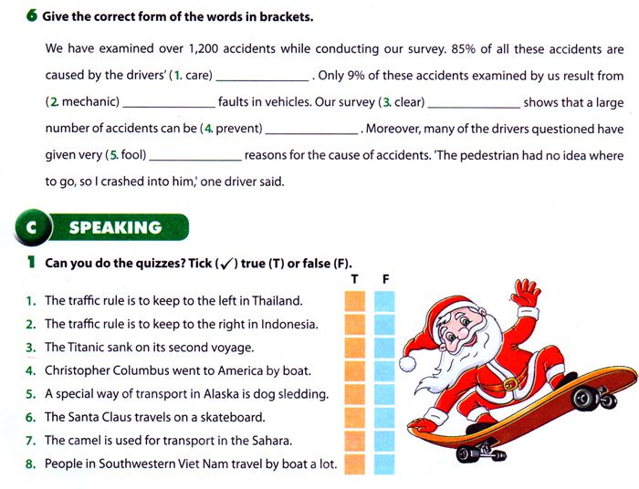 Bài tập tiếng Anh lớp 7 Thí điểm Unit 7 Bài tập tiếng Anh lớp 7 Thí điểm Unit 7: Traffic