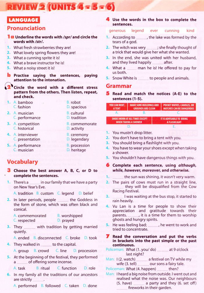 Bài tập Tiếng Anh lớp 8 Chương trình mới Unit 4, 5, 6 có đáp án Bài tập Tiếng Anh lớp 8 Chương trình mới Unit 4, 5, 6