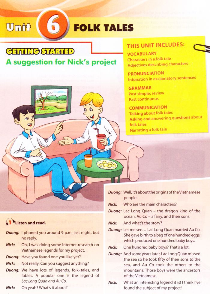 Bài tập Tiếng Anh lớp 8 Chương trình mới Unit 6: FOLK TALES Tiếng Anh lớp 8 Chương trình mới Unit 6: FOLK TALES