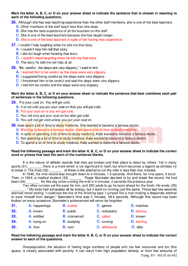 Bộ đề thi học kì 1 môn Tiếng Anh lớp 11 Đề Thi Học Kì 1 Tiếng Anh 11 chọn lọc