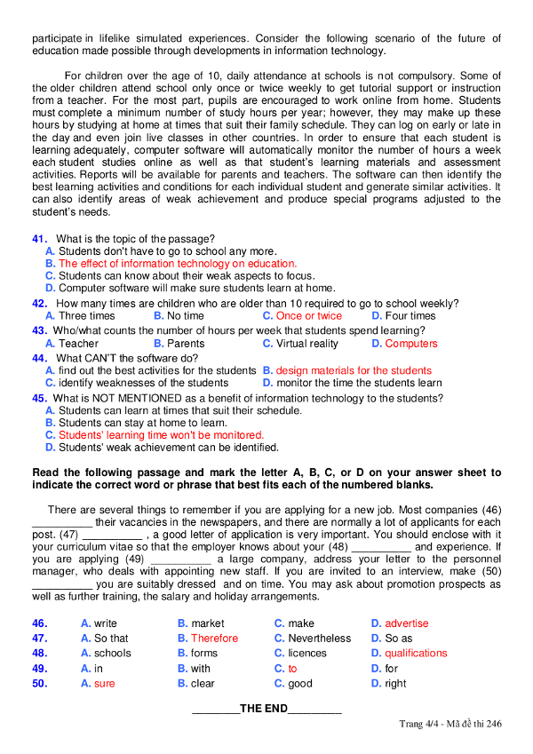 Kiểm tra học kì I lớp 12