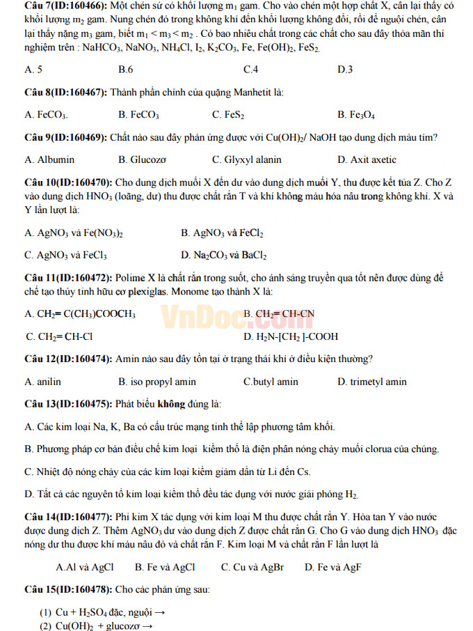 Đề thi thử THPT Quốc gia năm 2017 môn Hóa học trường THPT chuyên Khoa học tự nhiên - Đại học Quốc gia Hà Nội (Lần 1) Đề thi thử THPT Quốc gia năm 2017 môn Hóa học trường THPT chuyên Khoa học tự nhiên có đáp án