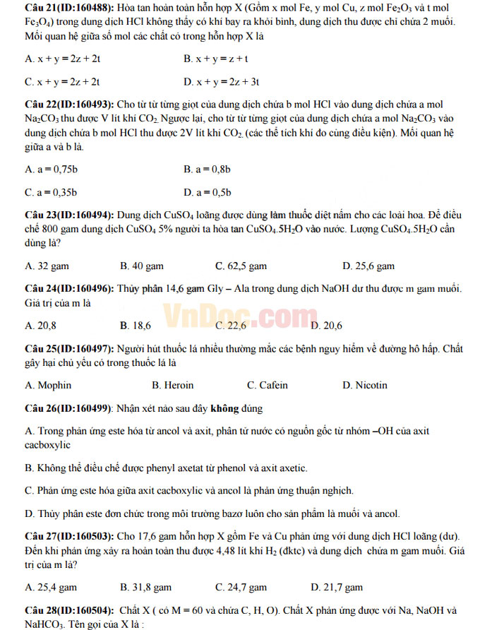 Đề thi thử THPT Quốc gia năm 2017 môn Hóa học trường THPT chuyên Khoa học tự nhiên - Đại học Quốc gia Hà Nội (Lần 1) Đề thi thử THPT Quốc gia năm 2017 môn Hóa học trường THPT chuyên Khoa học tự nhiên có đáp án