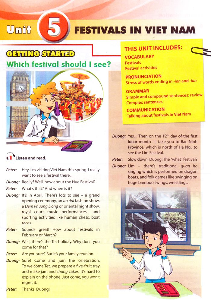 Tiếng Anh lớp 8 Chương trình mới Unit 5: FESTIVALS IN VIET NAM