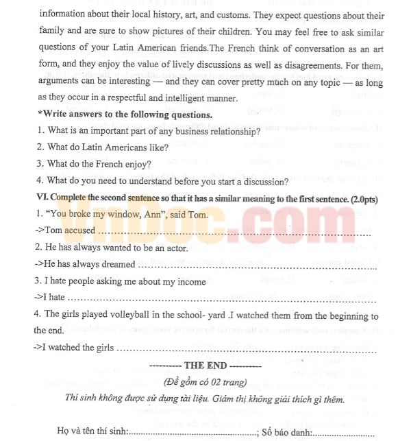 Đề thi giữa học kì 1 môn Tiếng Anh lớp 11 năm 2016 Đề thi giữa học kì 1 lớp 11 môn Anh có đáp án