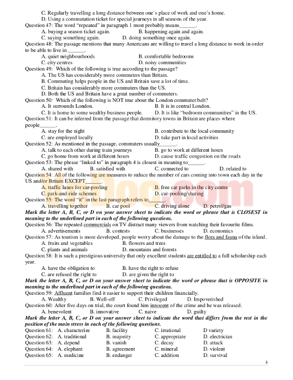Đề thi khảo sát chất lượng đầu năm lớp 12 có đáp án Đề thi khảo sát chất lượng đầu năm lớp 12