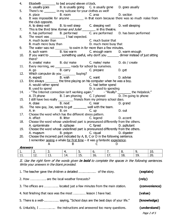 Đề thi học sinh giỏi môn tiếng Anh lớp 9 cấp thành phố 50 đề thi học sinh giỏi Tiếng Anh lớp 9 có đáp án