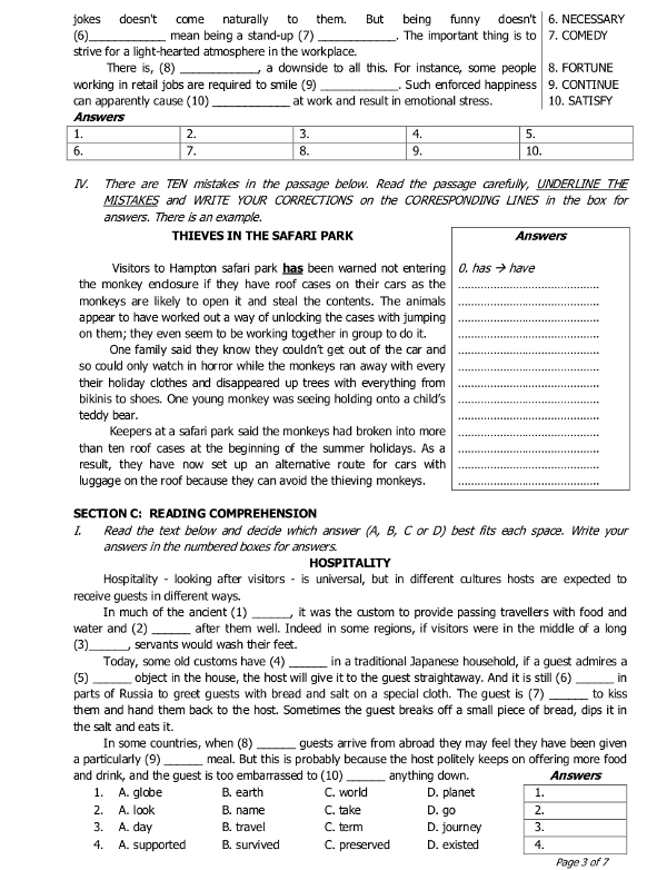 Đề thi chọn học sinh giỏi cấp tỉnh môn Tiếng Anh lớp 12 Đề thi học sinh giỏi lớp 12 vòng 1 môn tiếng anh