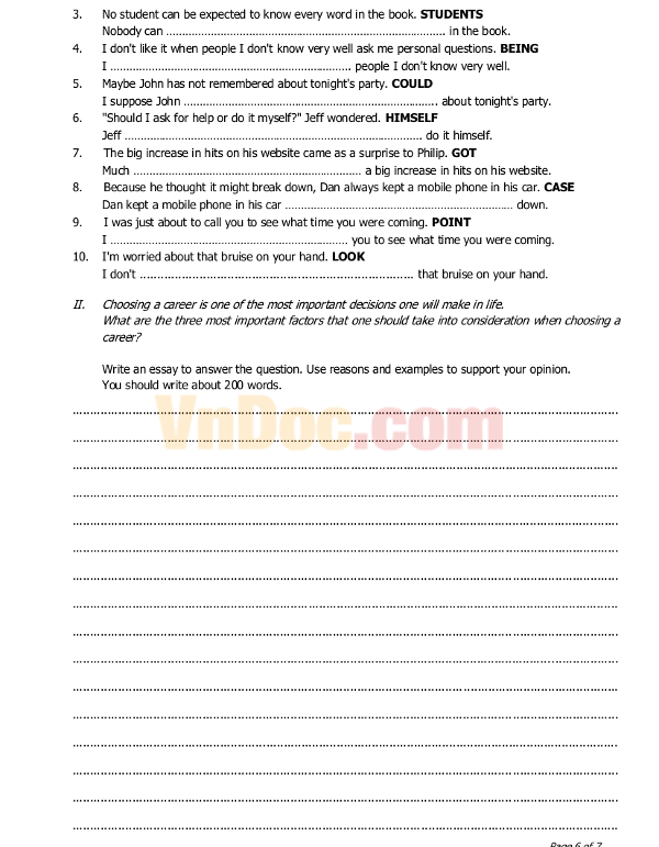 Tổng hợp đề thi học sinh giỏi lớp 12 có đáp án Bộ đề và đáp án thi HSG môn Tiếng Anh lớp 12 cấp Tỉnh TP