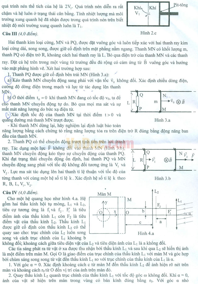 Đề thi học sinh giỏi quốc gia THPT môn Vật lý năm 2017 (Ngày thứ hai)