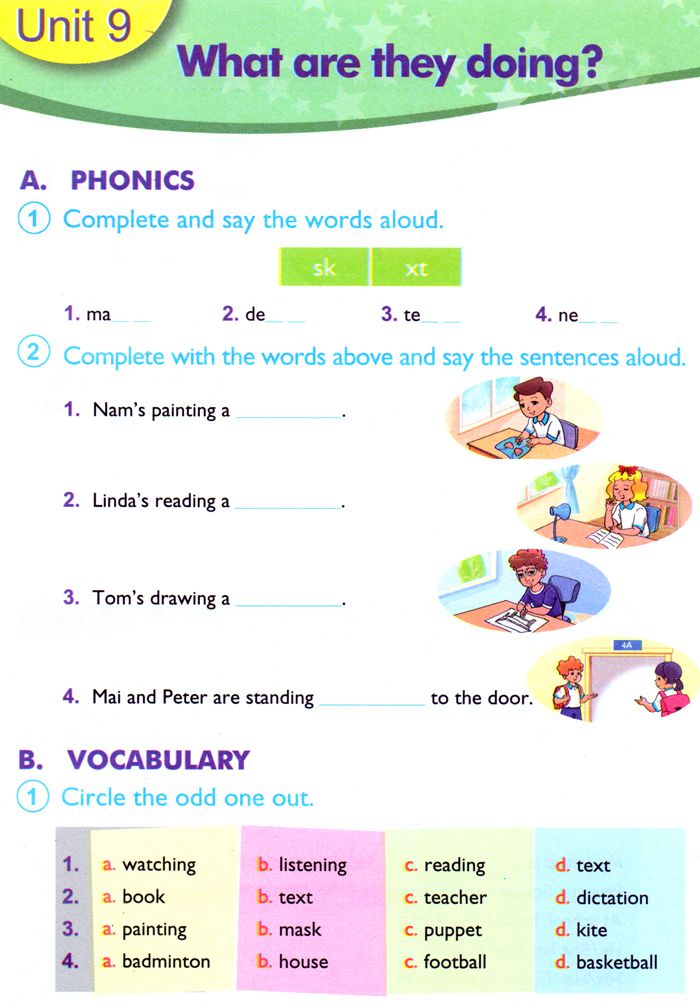 Bài tập Tiếng Anh lớp 4 Chương trình mới Unit 9: WHAT ARE THEY DOING?
