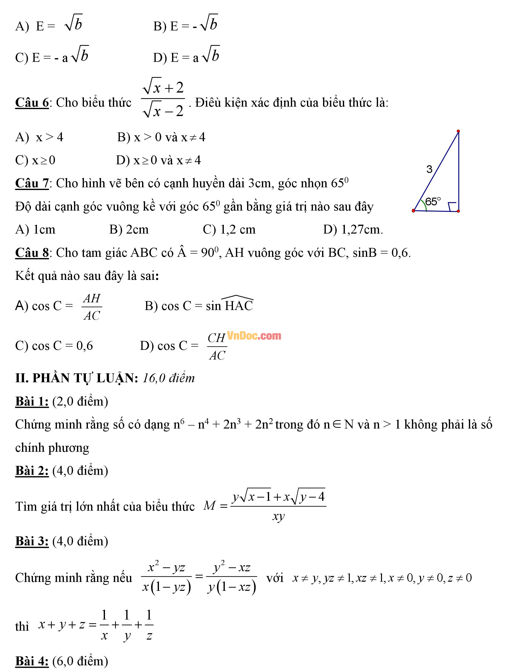 Đề thi hsg môn Toán lớp 9 Đề thi hsg môn Toán lớp 9