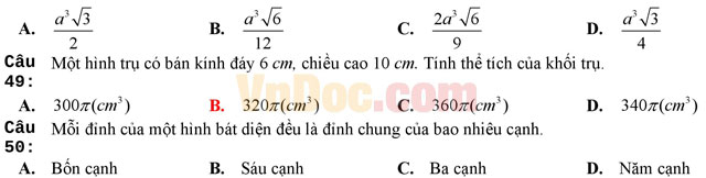Đề thi thử THPT Quốc gia năm 2017 môn Toán trắc nghiệm trường