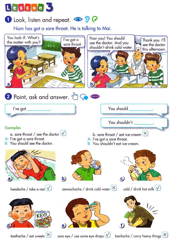 Giáo án Tiếng Anh lớp 5 - Chương trình mới Giáo án Tiếng Anh Grade 5 unit 11: What's the matter with you?