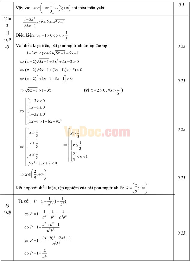 Đề thi giữa học kì 2 môn Toán lớp 10 có đáp án