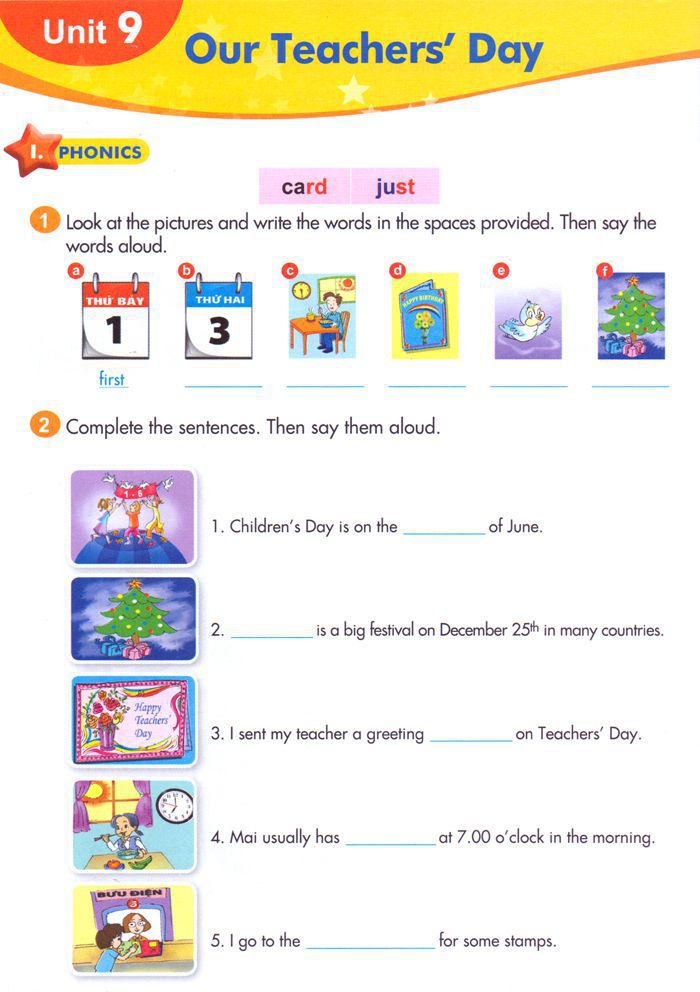 Bài tập Tiếng Anh lớp 5 Chương trình mới Unit 9: OUR TEACHERS DAY