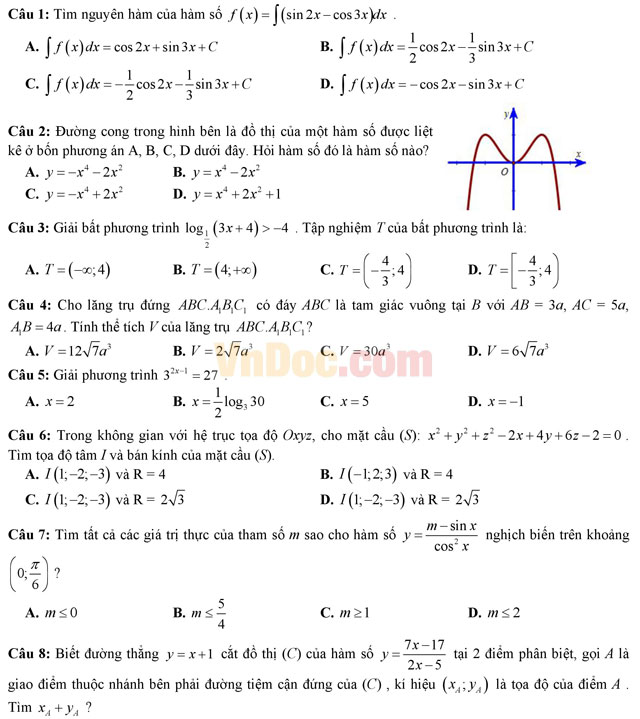 Đề thi giáo viên dạy giỏi môn Toán trường THPT Lương Tài 2, Bắc Ninh năm học 2016 - 2017 Đề thi giáo viên dạy giỏi môn Toán cấp THPT có đáp án