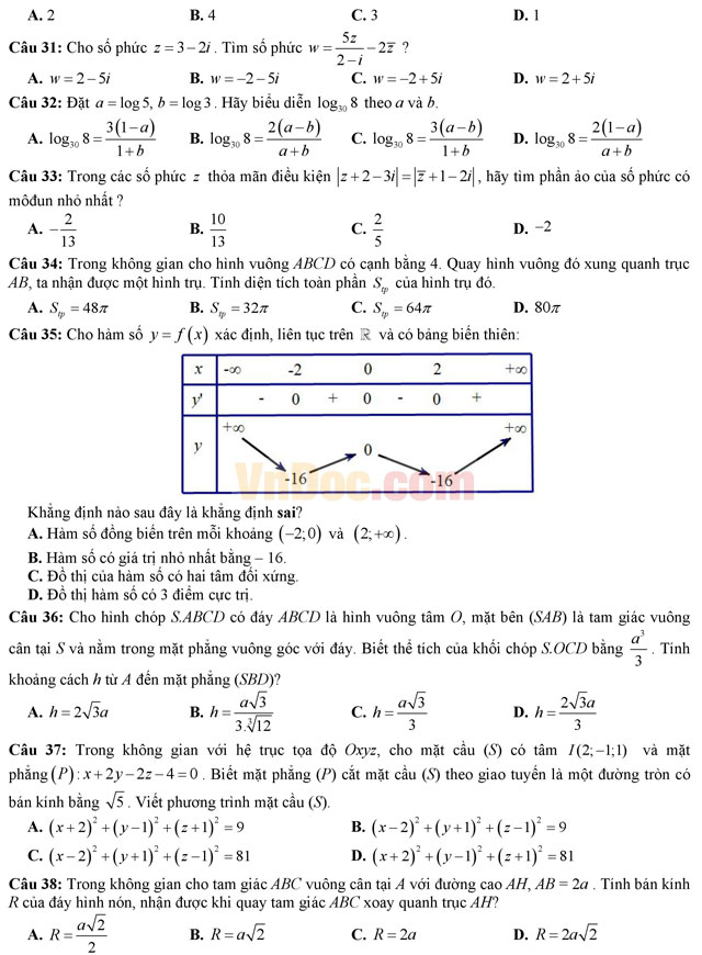 Đề thi giáo viên dạy giỏi môn Toán trường THPT Lương Tài 2, Bắc Ninh năm học 2016 - 2017 Đề thi giáo viên dạy giỏi môn Toán cấp THPT có đáp án