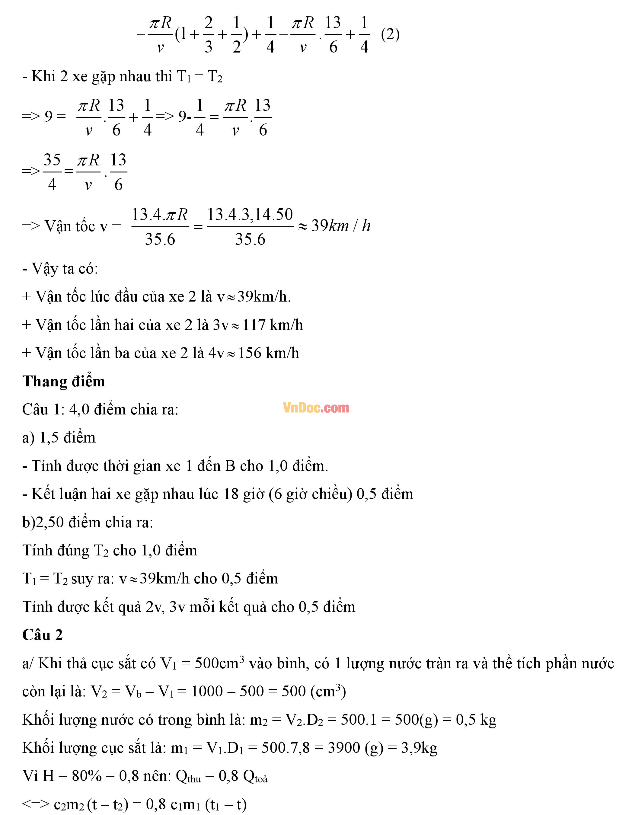 Đáp án đề thi hsg cấp tỉnh môn vật lý lớp 9 Đáp án đề thi hsg cấp tỉnh môn vật lý lớp 9
