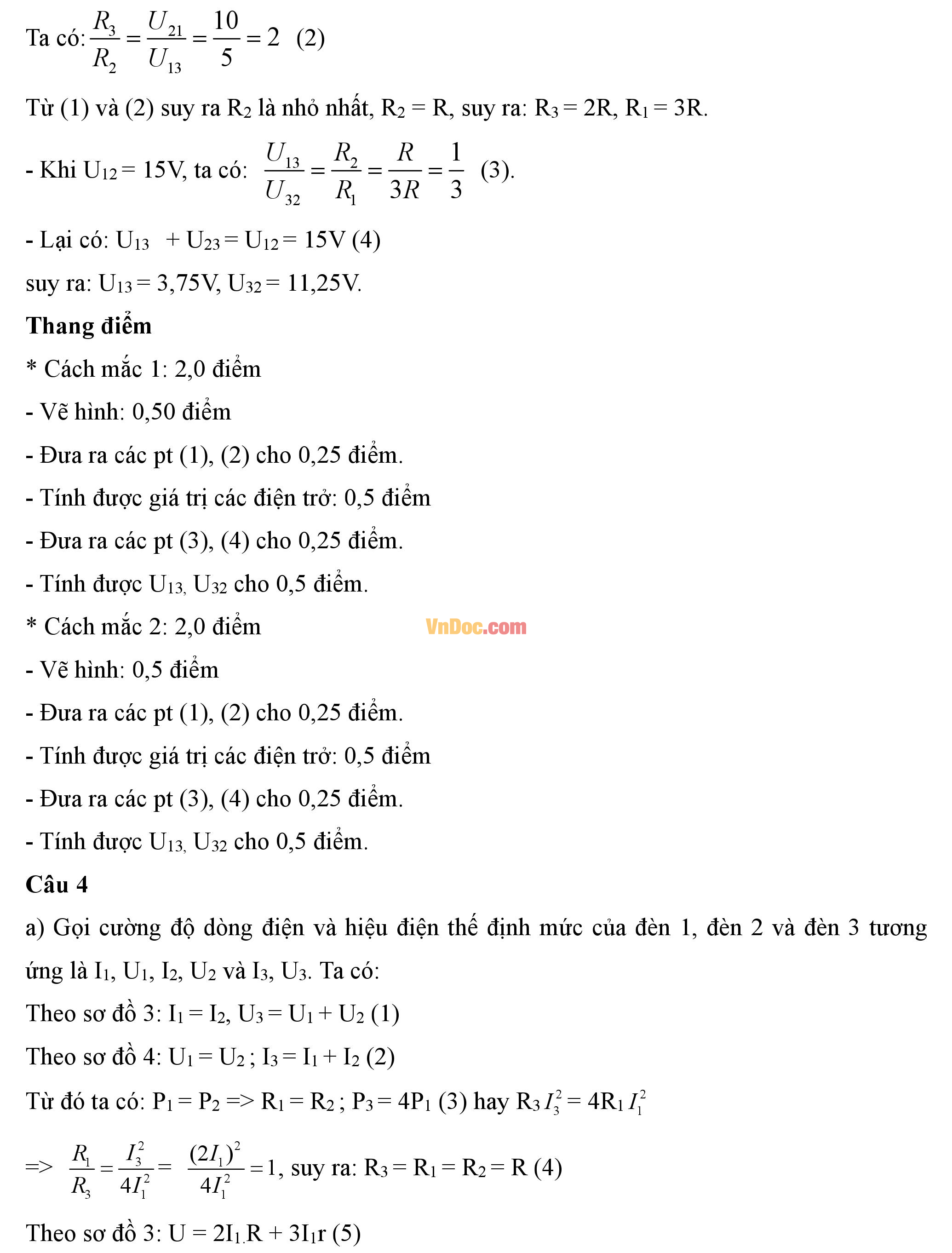 Đáp án đề thi hsg cấp tỉnh môn vật lý lớp 9 Đáp án đề thi hsg cấp tỉnh môn vật lý lớp 9