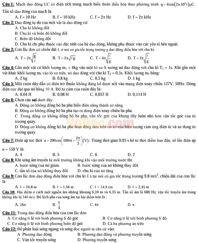 Đề thi thử THPT Quốc gia năm 2017 môn Vật lý trường THPT Chuyên Đại học Sư phạm Hà Nội (Lần 1) Đề thi thử THPT Quốc gia năm 2017 môn Vật lý có đáp án