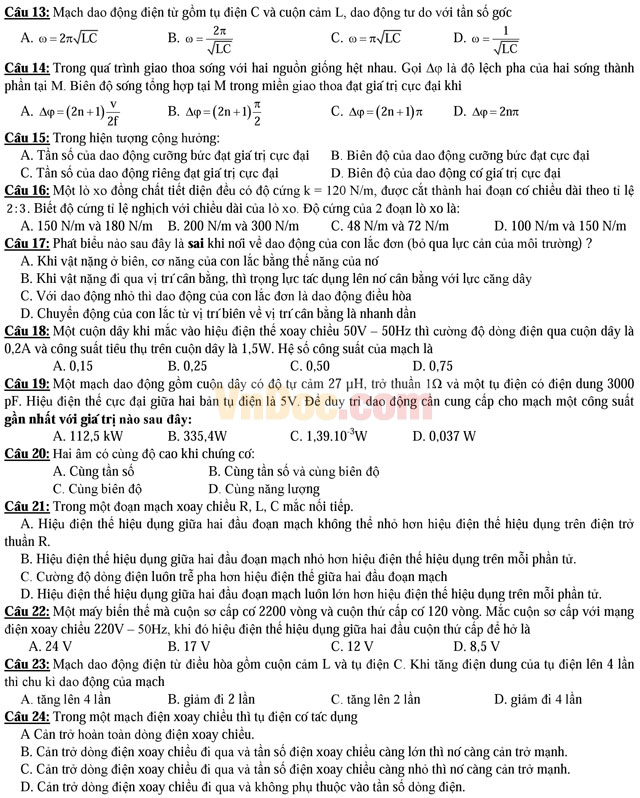 Đề thi thử THPT Quốc gia năm 2017 môn Vật lý trường THPT Chuyên Đại học Sư phạm Hà Nội (Lần 1) Đề thi thử THPT Quốc gia năm 2017 môn Vật lý có đáp án