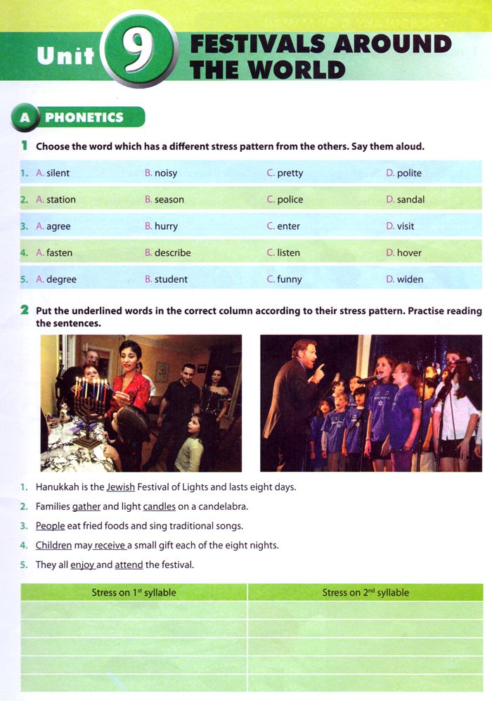 Bài tập Tiếng Anh lớp 7 Chương trình mới Unit 9: FESTIVALS AROUND THE WORLD