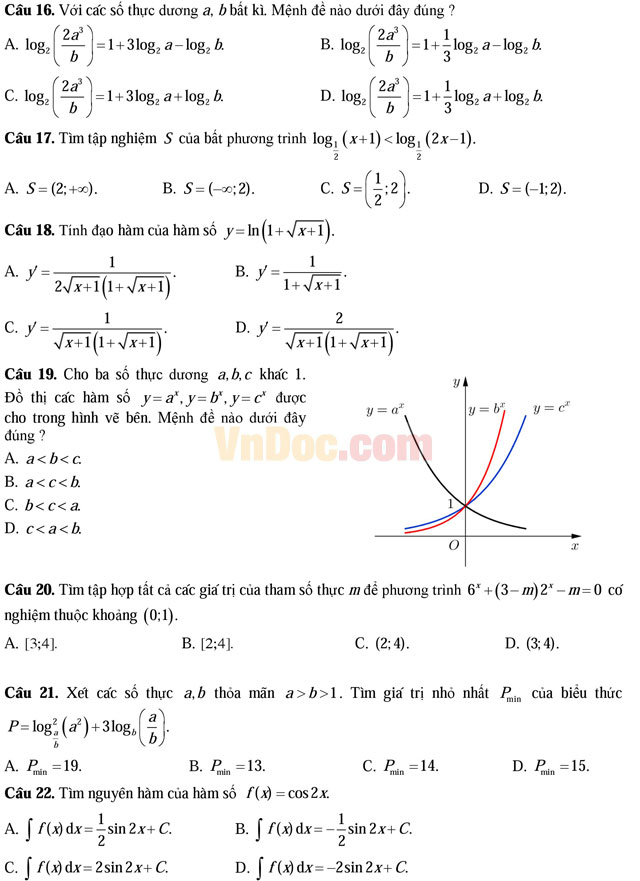 Đề thi thử nghiệm kỳ thi THPT Quốc gia năm 2017 môn Toán