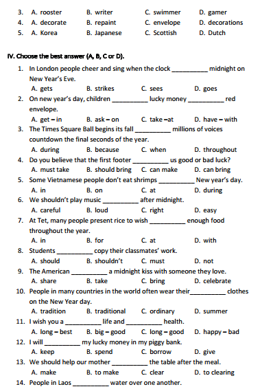 Tiếng Anh lớp 6 Chương trình mới Unit 7: TELEVISIO Bài tập Tiếng Anh lớp 6 Chương trình mới Unit 7: TELEVISION