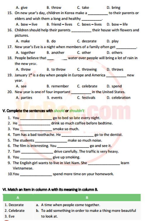 Bài tập tiếng Anh lớp 6 Thí điểm Unit 7: TELEVISION Tiếng Anh lớp 6 Chương trình mới Unit 7: TELEVISIO