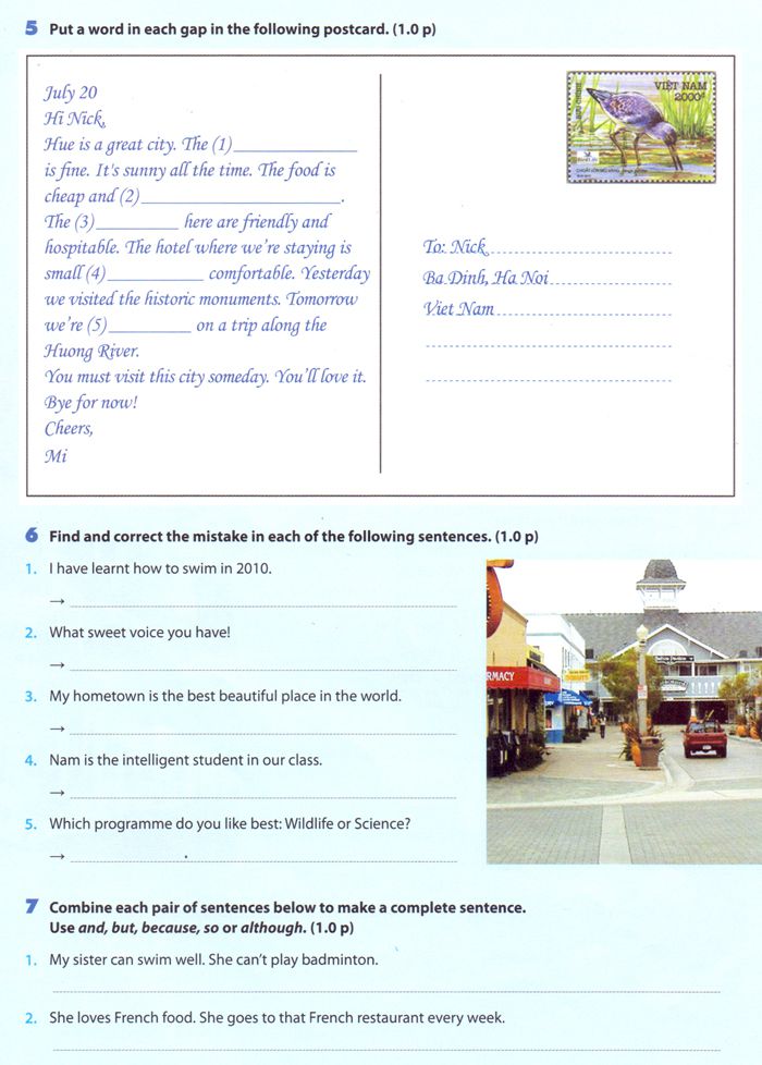 Đề kiểm tra 1 tiết môn tiếng Anh lớp 6 Thí điểm 