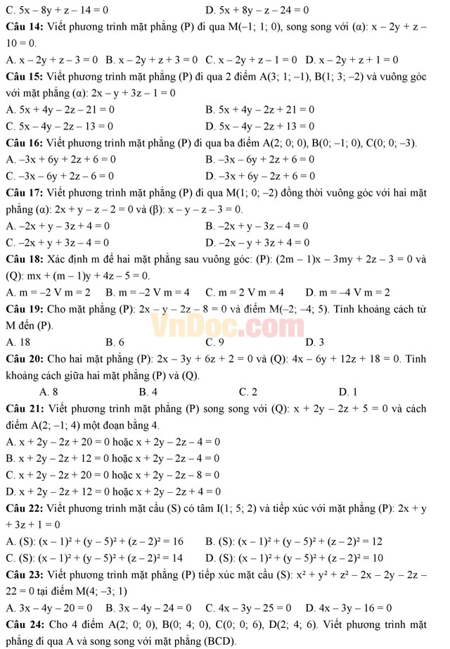 Bài tập trắc nghiệm tọa độ trong không gian (Phần 1) Bài tập trắc nghiệm tọa độ trong không gian (Phần 1)
