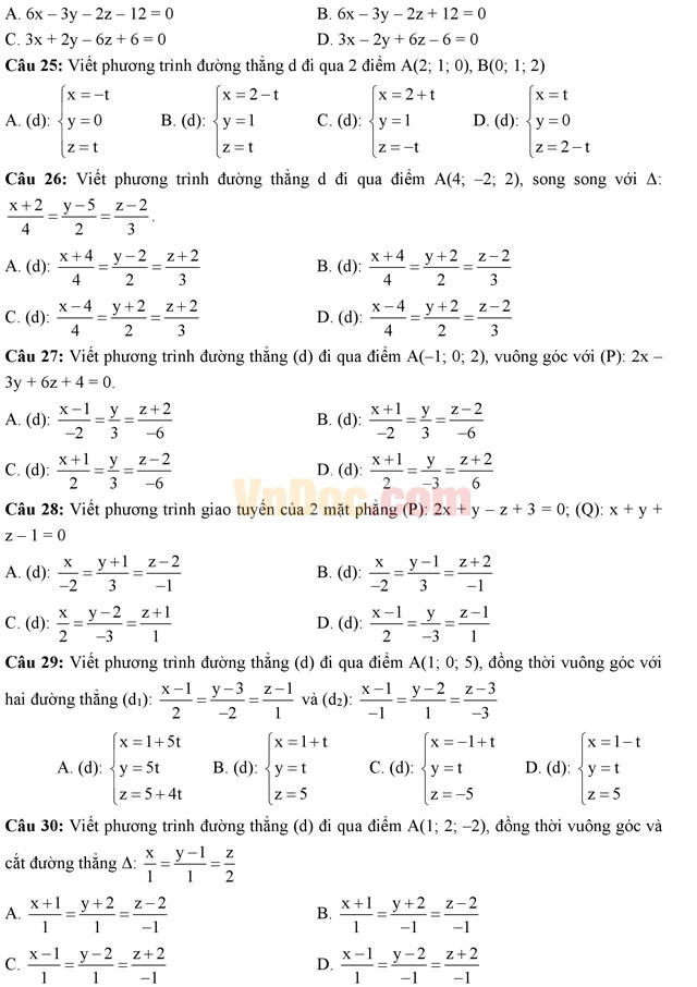 Bài tập trắc nghiệm tọa độ trong không gian (Phần 1) Bài tập trắc nghiệm tọa độ trong không gian (Phần 1)