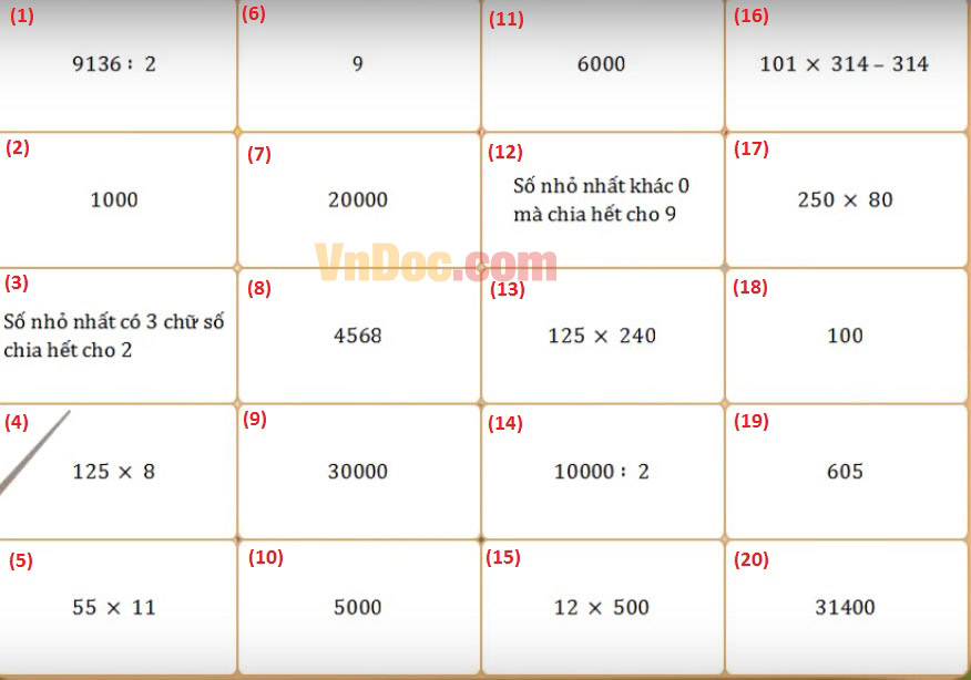 Đề thi giải Toán qua mạng lớp 4 vòng 13