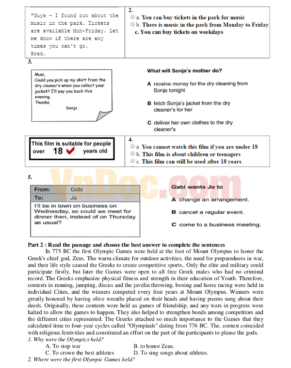 Đề kiểm tra 1 tiết lớp 11 môn Tiếng Anh năm 2016