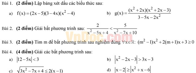 Đề thi giữa học kì 2 môn Toán lớp 10 có đáp án