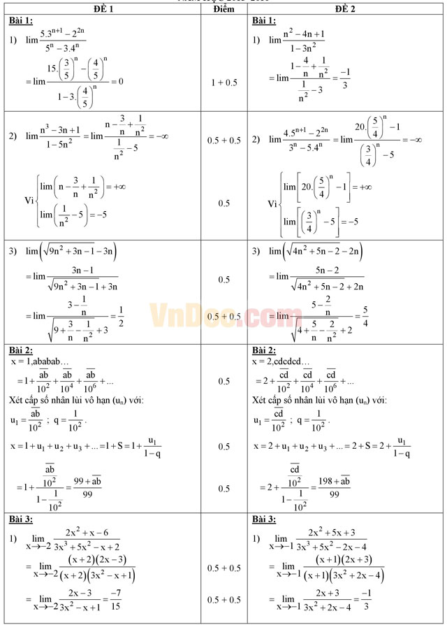 Đề thi giữa học kì 2 môn Toán lớp 11 trường THPT Nguyễn Chí Thanh, TP Hồ Chí Minh năm học 2015 - 2016 Đề thi giữa học kì 2 môn Toán lớp 11 có đáp án