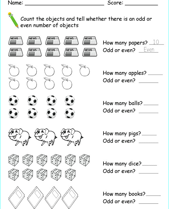 Bài tập Toán Tiếng Anh lớp 1: Odd & Even Numbers có đáp án