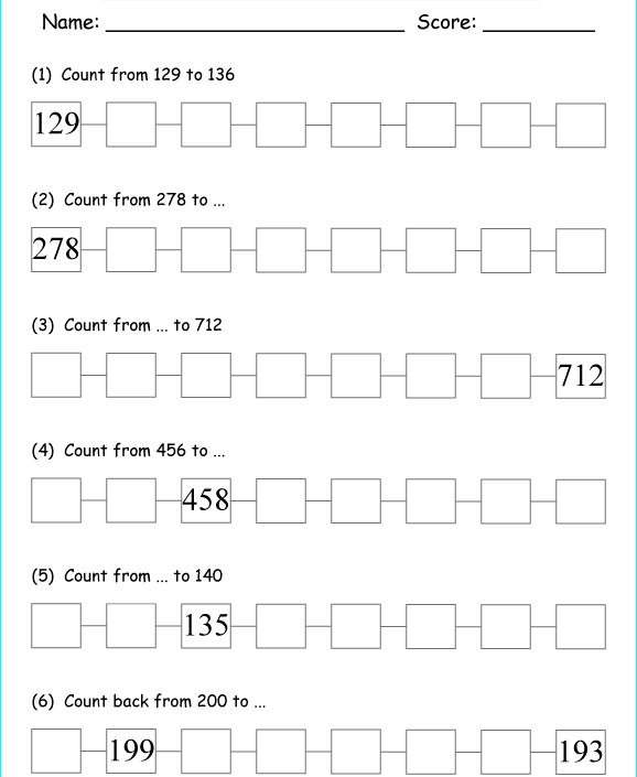Bài tập Toán Tiếng Anh lớp 2: Counting Numbers up to 1,000