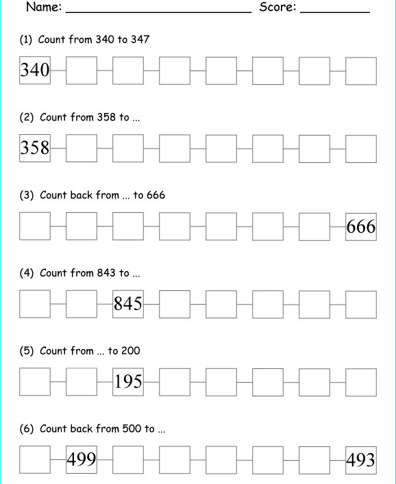 Bài tập Toán Tiếng Anh lớp 2: Counting Numbers up to 1,000 có đáp án