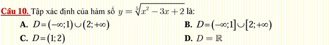 Câu hỏi trắc nghiệm môn Toán lớp 12: Hàm số lũy thừa - Hàm số mũ Câu hỏi trắc nghiệm môn Toán lớp 12: Hàm số lũy thừa - Hàm số mũ
