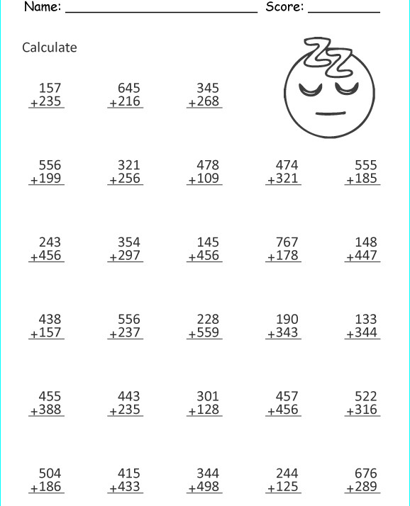 Bài tập Toán Tiếng Anh lớp 2: Adding 3 Digit Numbers