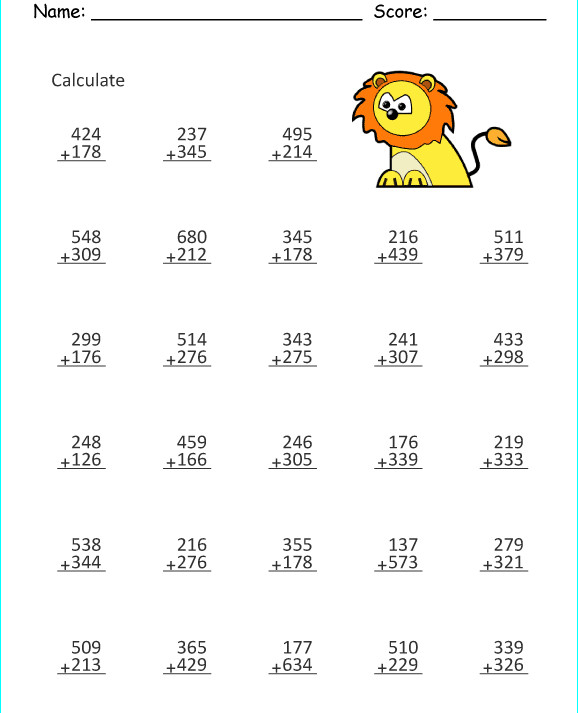 Cộng Số Có 3 Chữ Số Không Nhớ chọn lọc