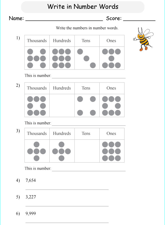Đề thi Violympic Toán Tiếng Anh lớp 3 vòng 7 năm 2015 - 2016 Write Numbers up to 10,000