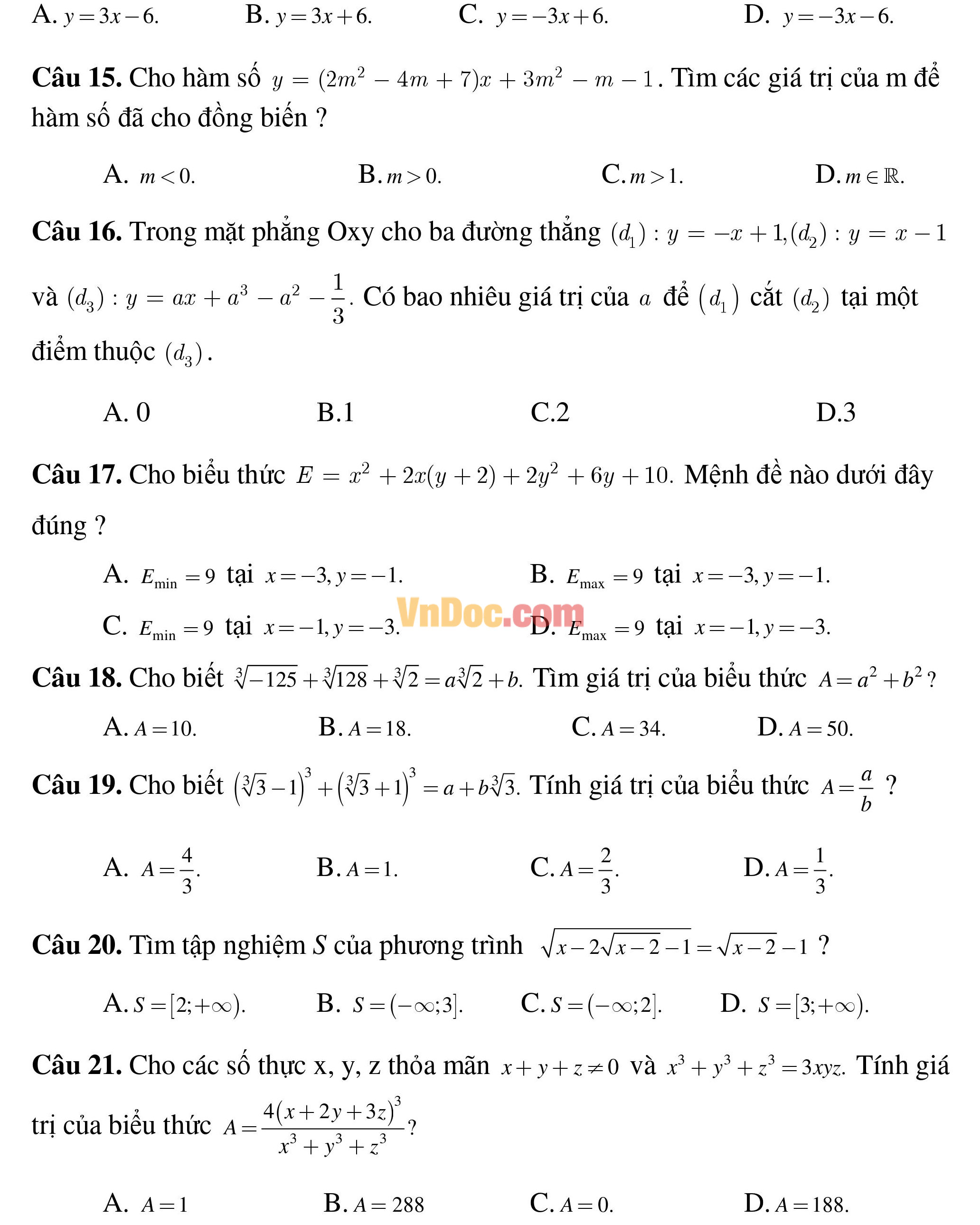 Đề thi thử vào lớp 10