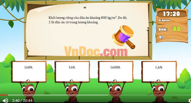 Đề thi Violympic Vật Lý lớp 6 vòng 8