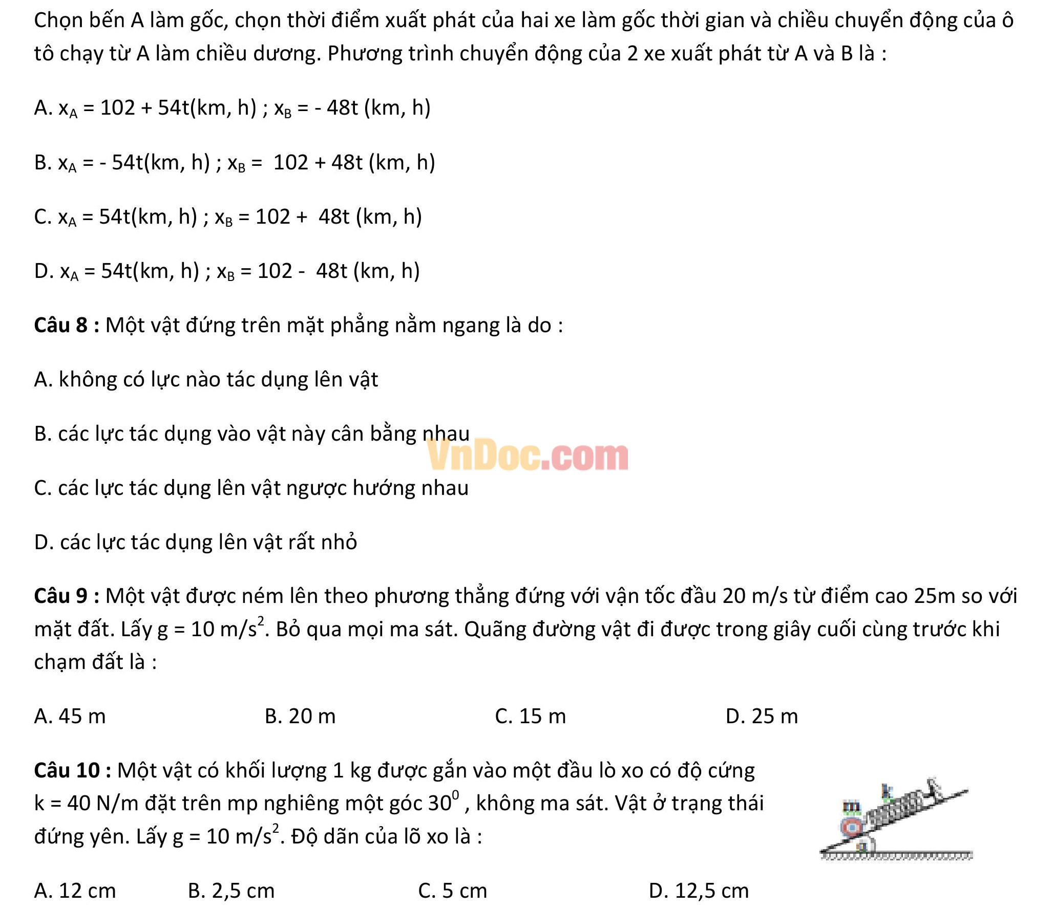 Đề thi Violympic Vật Lý lớp 10 vòng 7