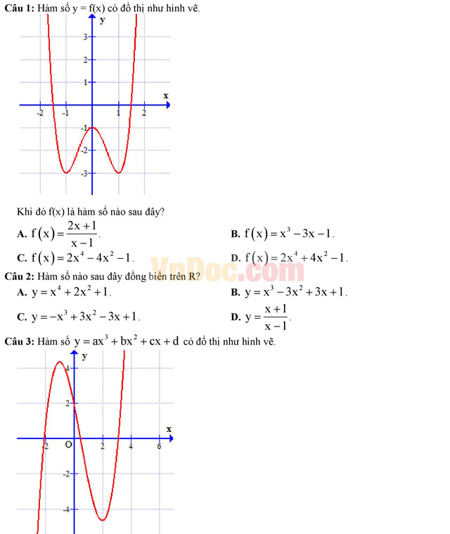 Đề thi trắc nghiệm môn Toán lớp 12 THPT Quốc gia năm 2017
